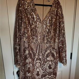 Chic Soul Rose Gold Sequin Long Sleeve Dress
